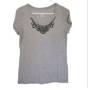 1172 * Merona Beaded Scoop Neckline Tee Gray Size M